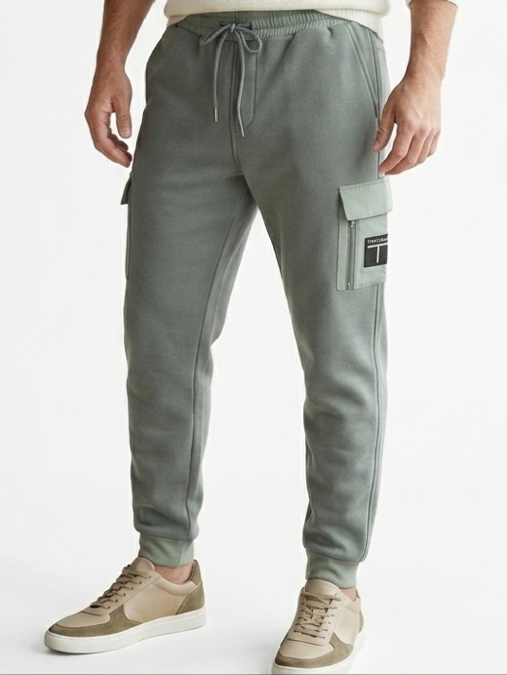 Tahari Sage Green Cargo Sweatpants with Drawstring Tapered Ankle Men's Medium
